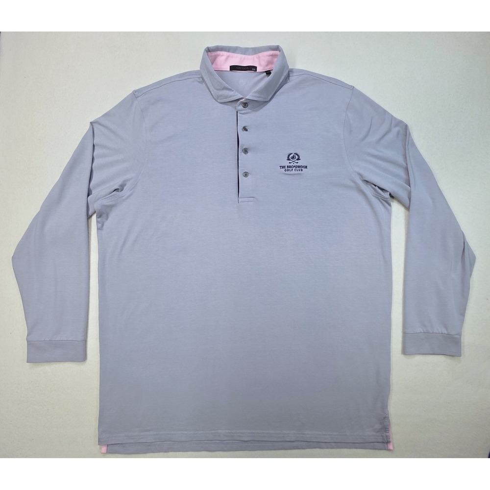Greyson Polo Shirt Mens 2XL Gray The Broadmoor‎ Long Sleeve Pima Cotton Stretch